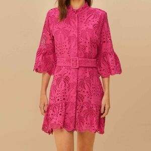 Farm Rio Pink Palm Tree Mini Dress Size Large New with Tags